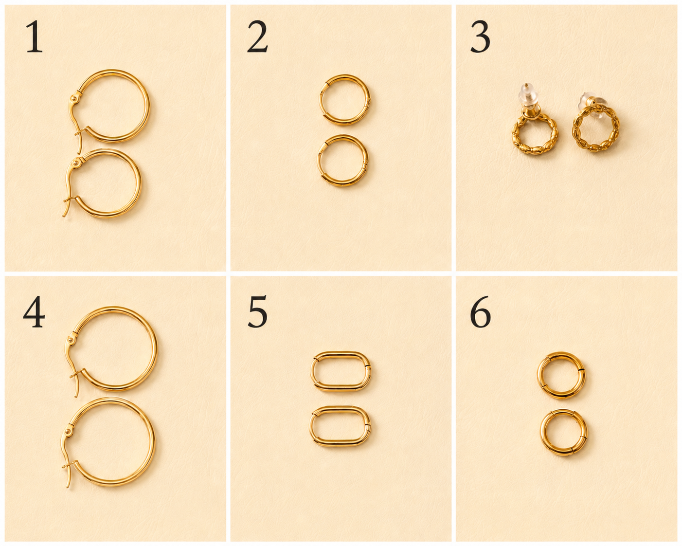 Créoles/boucles d'oreilles en acier inoxydable.
