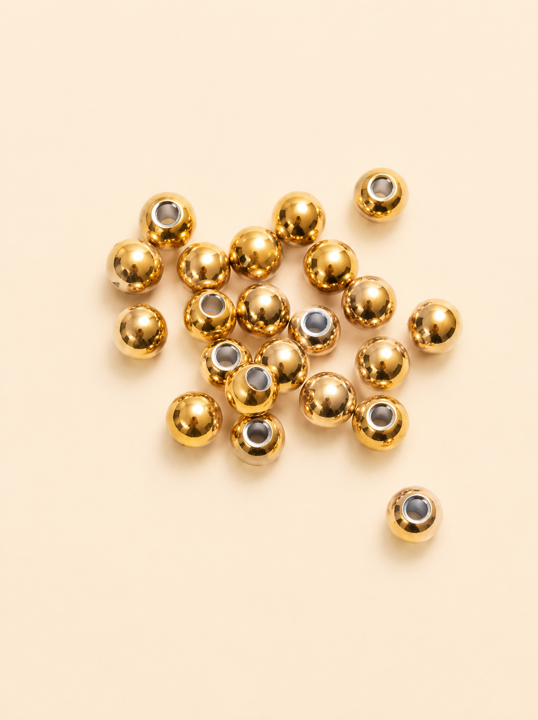 Perles rondes en acier inoxydable.