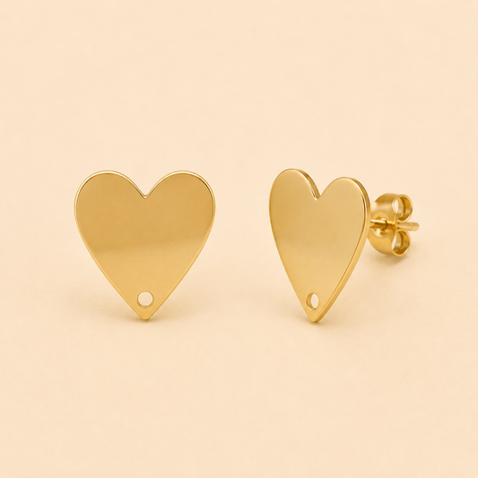 Boucles d'oreilles coeur pour breloques, en acier inoxydable.