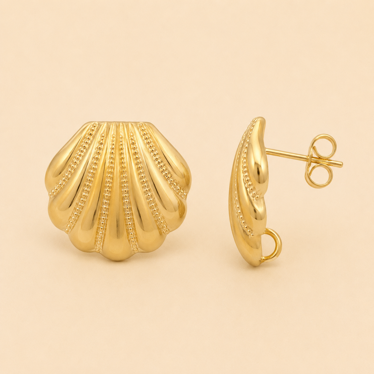 Boucles d'oreilles coquillage pour breloques, en acier inoxydable.