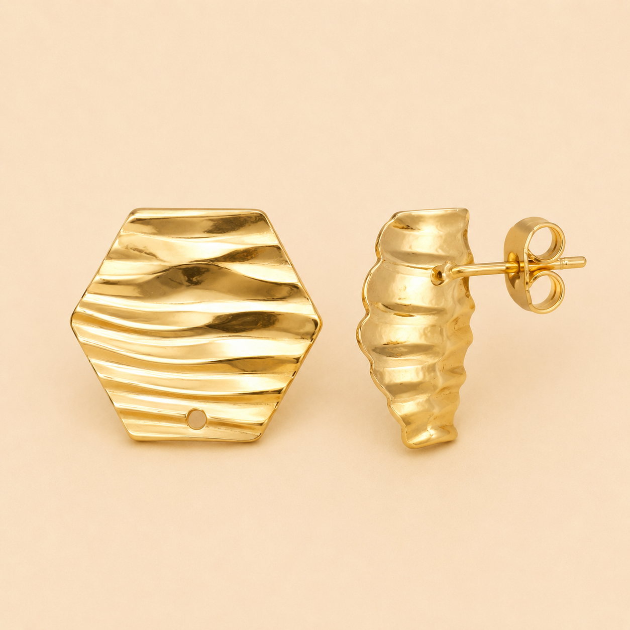 Boucles d'oreilles hexagon pour breloques, en acier inoxydable.